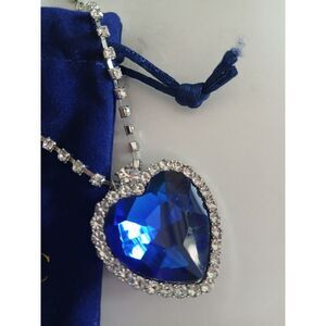 Titanic Heart of the Ocean Blue Crystal Heart Necklace Purchased from Attraction